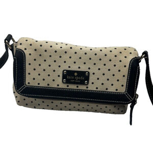 Kate Spade New York Beige Canvas & Black Polka Dot Belltown Marcela Handbag